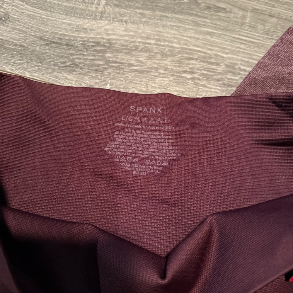 NWT SPANX Seamless Leggings Tummy Control Wine Red Women Size Large - Picture 4 of 7
